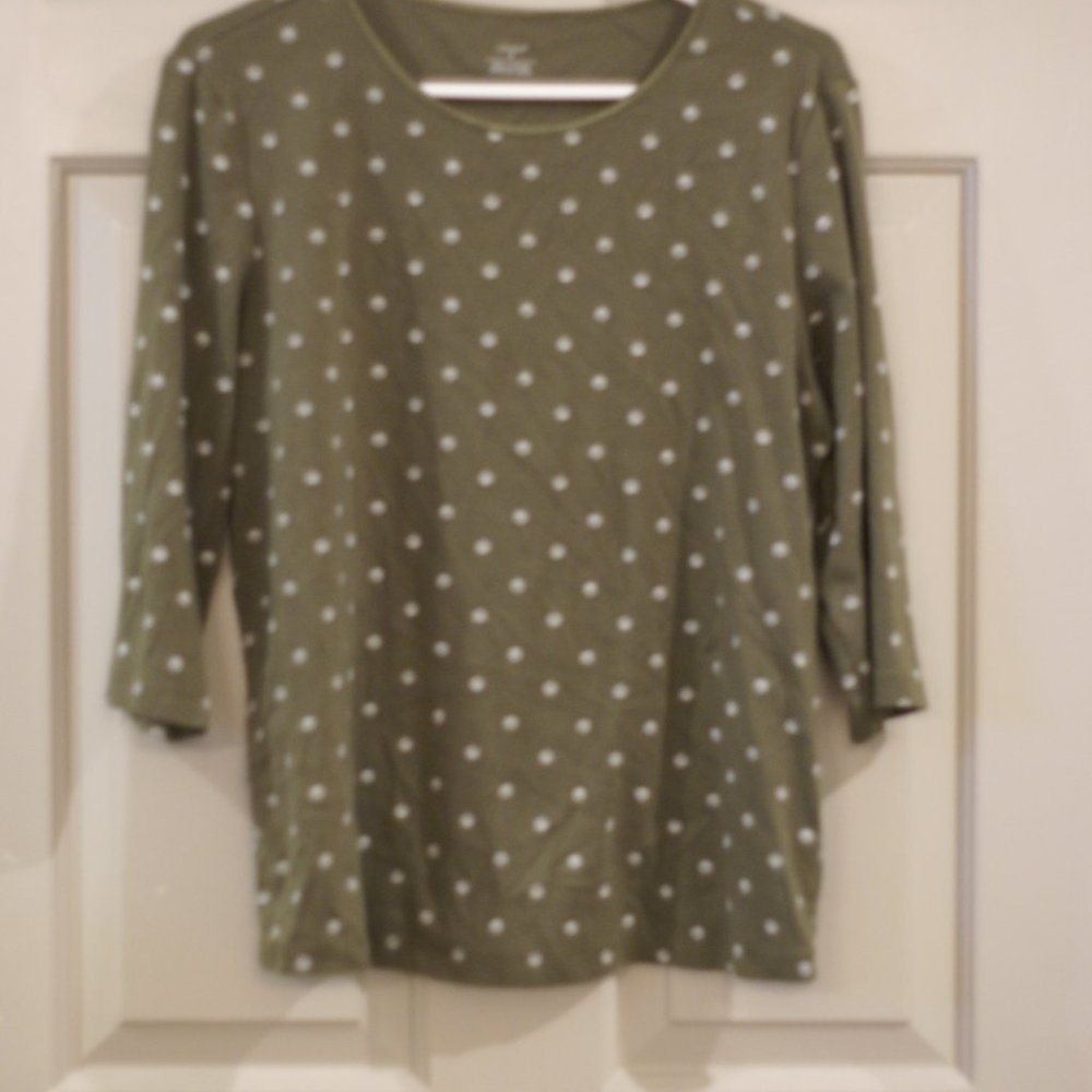 CJ Banks 3/4 Length Sleeve XL Tee Olive Green